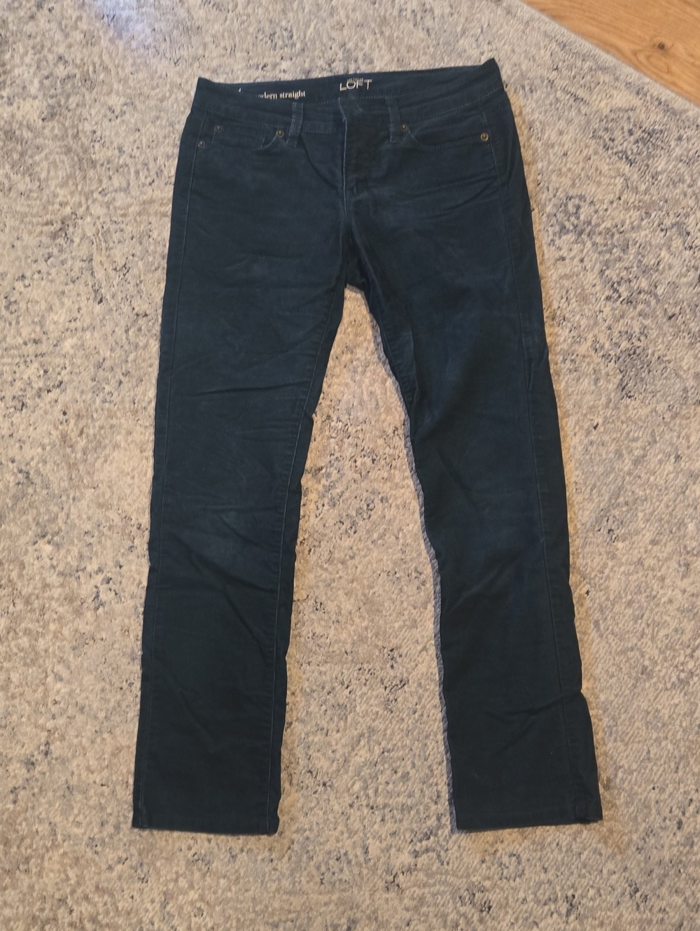 LOFT Womens traight Corduroy Jeans in Dark Green/ Peakock Blue